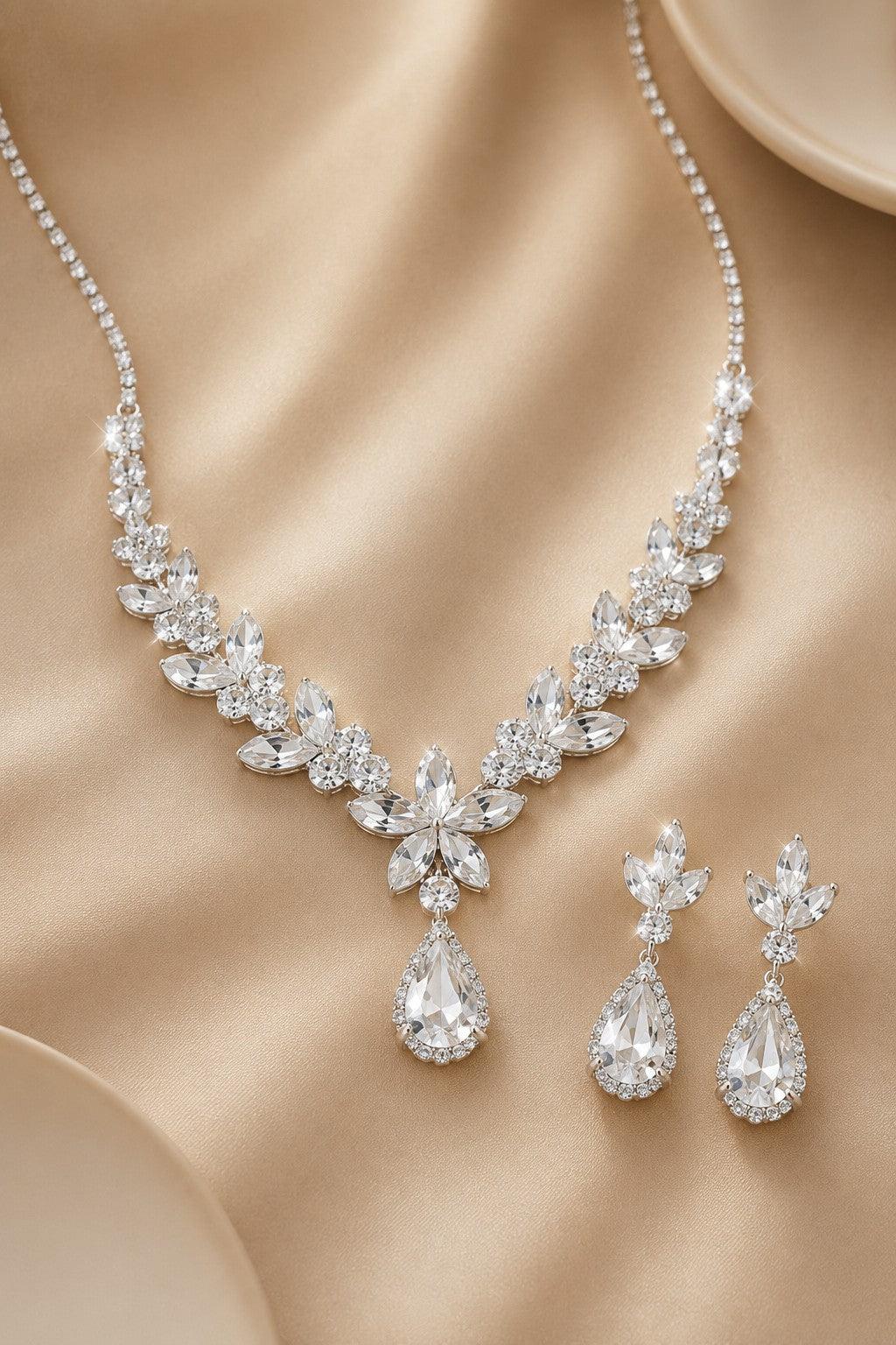 Luxury Teardrop Floral Leaf Necklace Earrings Set Jewelry (Set of 2) 1049620997426 - 7 Days / As Picture - COCOMELODY
